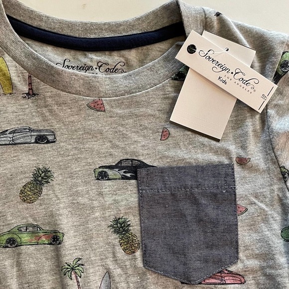 NWT Kids Sovereign Code Old Cars Pocket Tee Size 8 Small - Picture 2 of 6